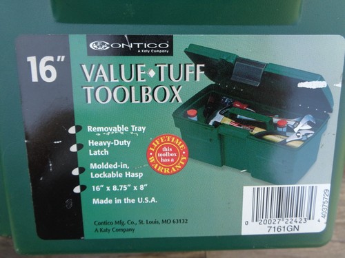 CONTICO Value Tuff Toolbox 16x8.75x8 Tool Box - Green - Craft Box - Picture 2 of 8