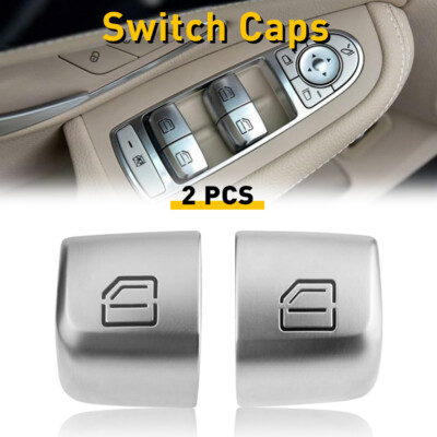Chrome Window Control Switch Cover Cap For Mercedes C-Class, GLC, S-Class - Direct Replacement, AUXITO Brand, 2-Year Warranty