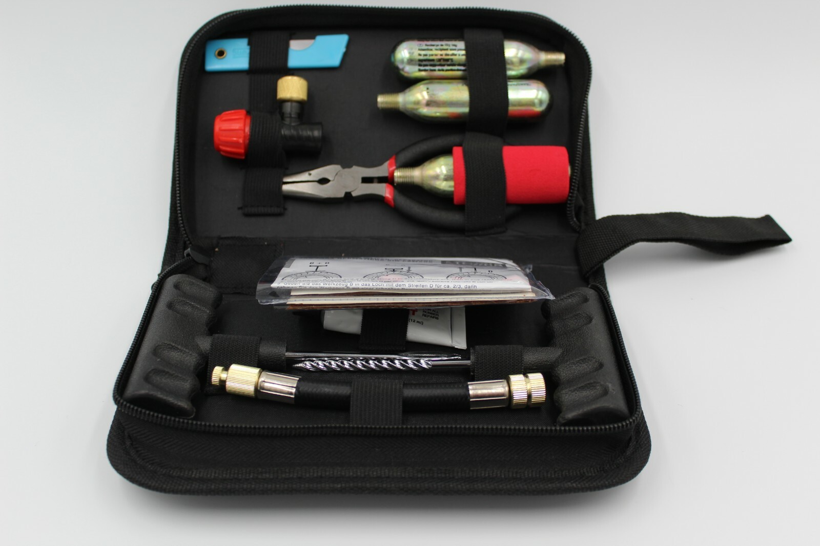 Kit Riparazione Pneumatici Moto Set Portatile Ripara Gomme Bomboletta Co2 Auto  - Miniatura 2