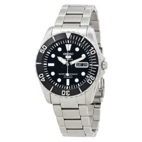 SEIKO 5 Sports SNZF17K1 23 Jewels Automatic Black Dial Stainless Steel Men Watch - Picture 1 of 7