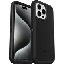 New OtterBox iPhone 15 Pro Max Defender Series Case BLACK includes holster clip