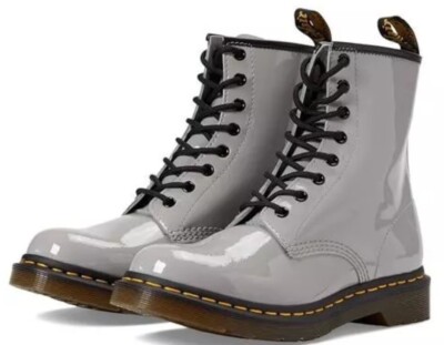  Dr Martens 1460 Zinc Grey Patent Lamper Boots Women s US Size 7 NIB