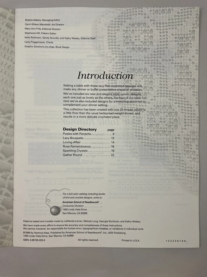 American School Needlework Filet Crochet Table Runners Placemats Pattern Booklet - Image 2 of 3