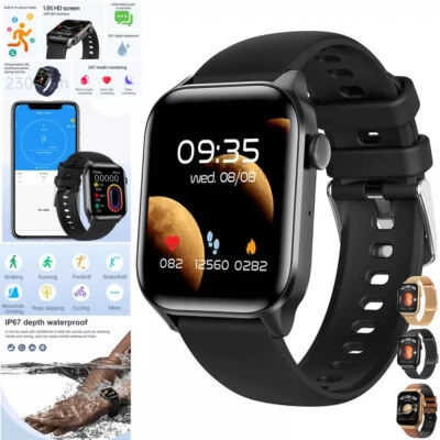 E-AUTOTECH 2025 Smart Watch For Men/Women, Waterproof Smartwatch Bluetooth Samsung iPhone