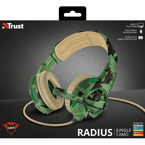 TRUST CUFFIE GAMING GXT310C RADIUS JUNGLE CAMO PC PS4 XBOX ONE SWITCH CUFFIA  | eBay