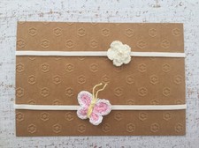 SET of 2, Sweet Baby Girl crochet Butterfly  Flower Skinny Headband 0-12 months