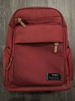 Samsonite Red Laptop Travel Backpack Zipper Padded Multi-Pocket