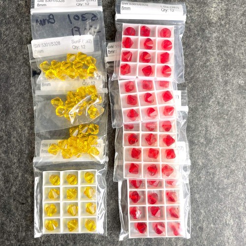 Swarovski 8mm bicone crystal beads 5301 / 5328 - 96 pc - light siam, sunflower