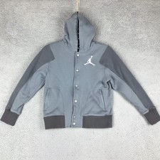 Nike Air Jordan Jump Man Boys Long Sleeve Button Gray Hoodie Size M