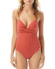 120 VINCE CAMUTO Papaya Wrap Front Molded Cup One Piece Swimsuit 10 pjl0922