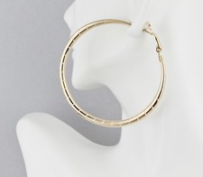 Gold Big hoop earrings hoops hollow lever back post large wide 2 3/8" wide