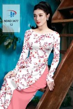 Ao Dai Vietnamese Silk Print 3D , Designer Flowers Long Dress With Pants