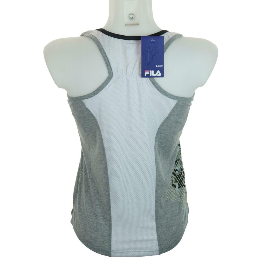 New Women's Fila F.13 Sports Vest Tank Top Grey Medium Stretch W