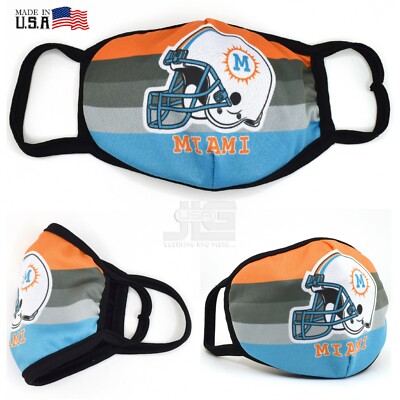 cloth mask for football helmet Miami Fashion Cloth Face Mask Orange Aqua Football team color Helmet  Washable
