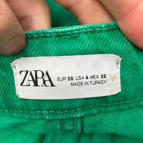 Zara Jeans Womens US 4 AU 8 W26 Green High Rise Straight Denim Cotton 54422 - Picture 10 of 12