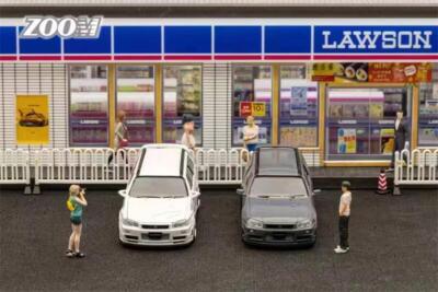 ZOOM 1:64 Stagea R34 Wagon tile tank Cement Grey / White Mines Diecast Model Car
