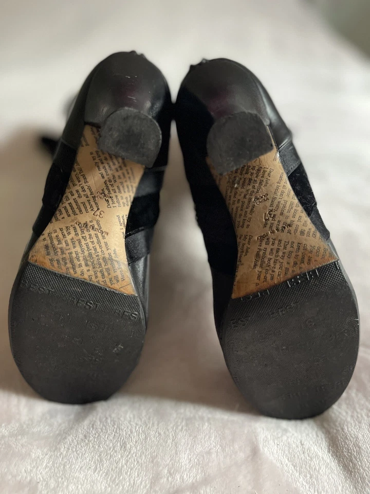 JOHN GALLIANO Authentic Rare Vtg Knee High Boots Black Fabric/Leather 37/6’5 - Image 4 of 4