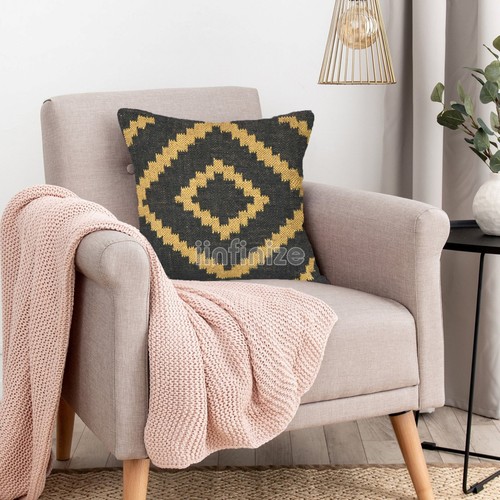 2 Pc 18x18 Tribal Boho Pillow Case Decor Handwoven Wool Jute Kilim Cushion Cover - Picture 41 of 60