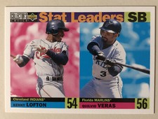 1996 Collector’s Choice Stolen Bases Stat Leaders Kenny Lofton Quilvio Veras #5
