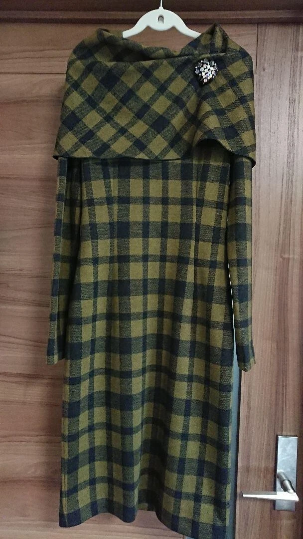 Robe femme GUCCI laine à carreaux taille S kaki authentique