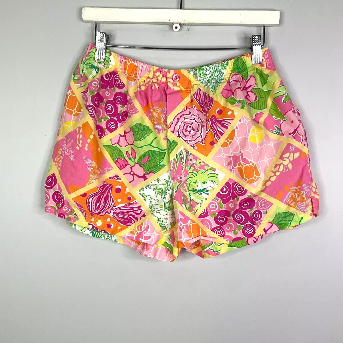Lilly Pulitzer Shorts Women Size Small Elastic Waist Button Fly Cotton