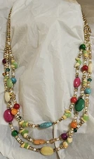 Artisan Multi-strand Glass & Gemstone Beads Necklace 18" To 20"