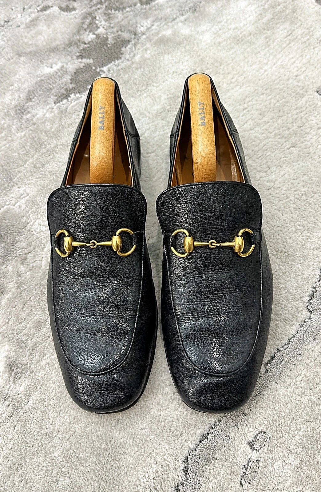 Massin homme pliable en cuir pliable noir Gucci or cheval noir US11,5 EU45 UK11