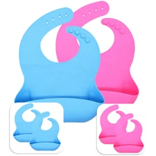 2x Silicone Bib Waterproof Baby Toddler Bibs