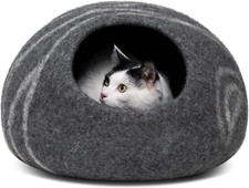 Cat Bed Cave Premium Felt - Handmade 100 Merino Wool Bed for Cats and Kittens 