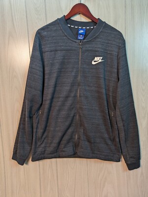 Nike Bomber Jacket Large Black Sweatshirt Sportswear Full Zip
