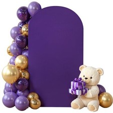 Purple Arch Cover 6FT Spandex Fitted Wedding Arch Stand Covers Round Top Chia...