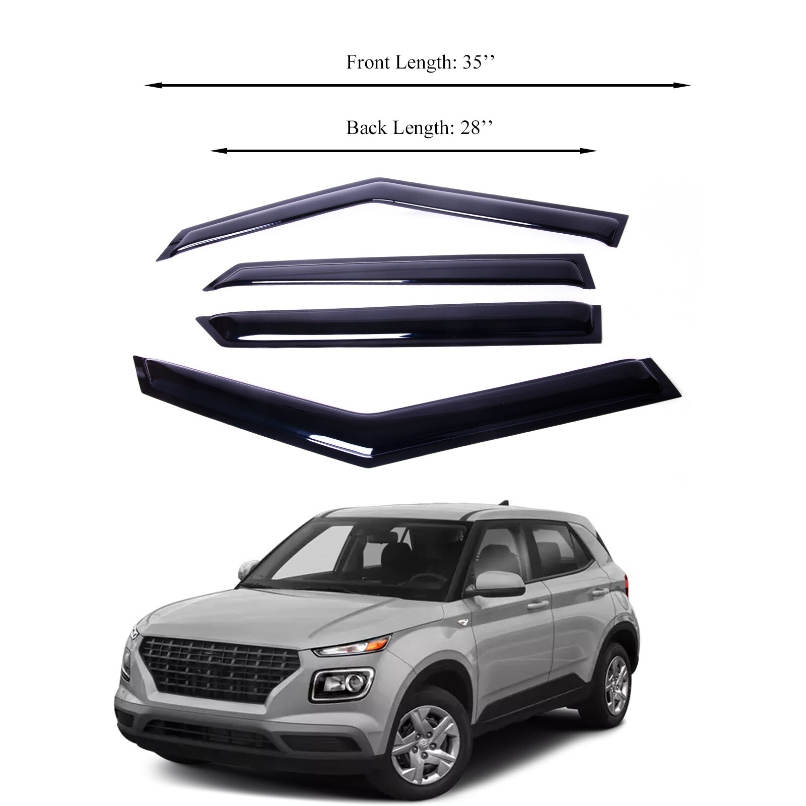 OEM Hyundai Side Window Vent Visors For Accent 2011-2017 – Clear, 4-Piece Set, Genuine Part 1R022-ADU50