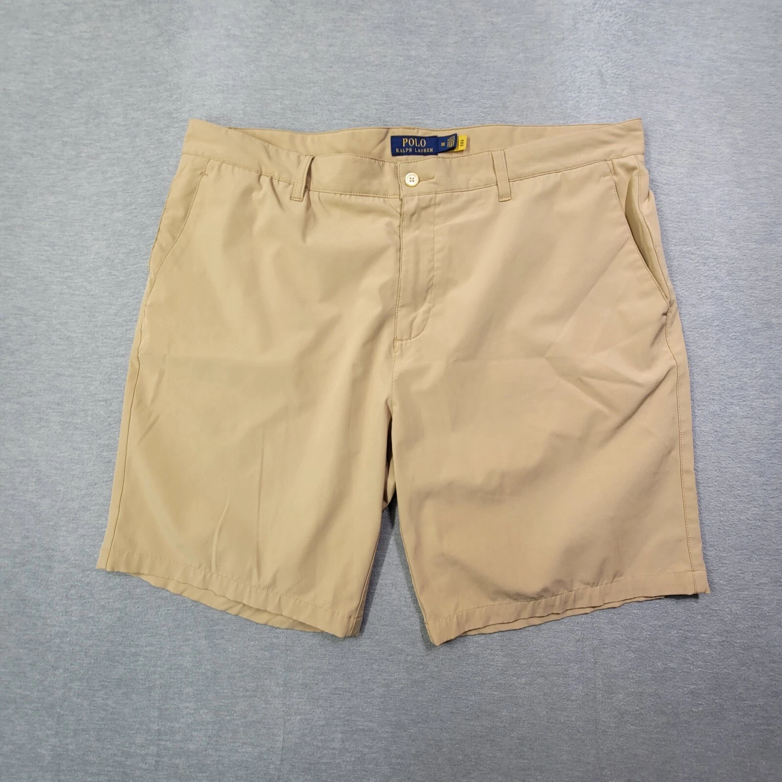 Polo Ralph Lauren Shorts Mens 38 Tan Solid Stretch 9" Casual Golf Pony
