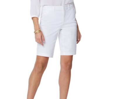 NYDJ Optic White Khaki Above-Knee Mini Bermuda Shorts Msrp $69 Size 18 New