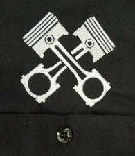 NEW CUSTOM DICKIES  LS535 BLACK EMBROIDERED PISTON LOGO WORK SHIRT