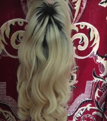 etwas dunkler Wurzeln blond Lace Front 100% Echthaar Ombre wellig lockig Perücke