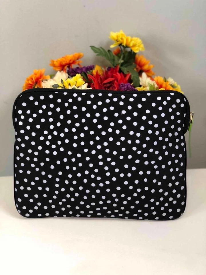 KATE SPADE Negro Neopreno Lunares Acolchado Tablet Tech Bolsa con Cremallera Foto 2 de 4