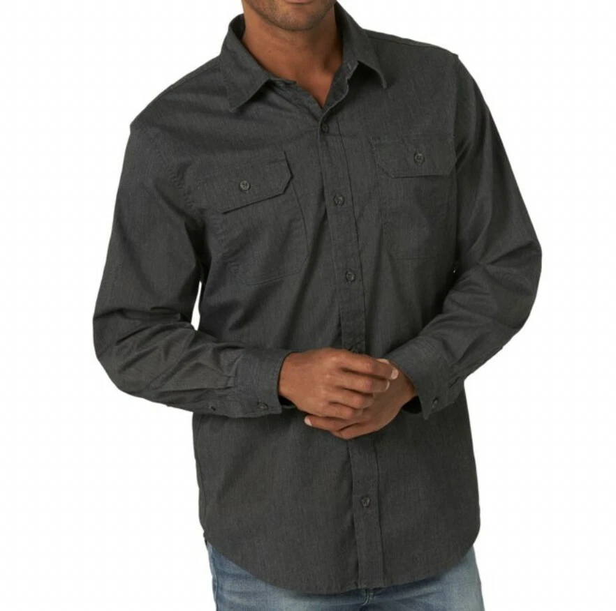 WRANGLER Shirt Denim Grey Men's Long Sleeve Pocket Soft Cotton Button Top 393 - Image 3 of 4