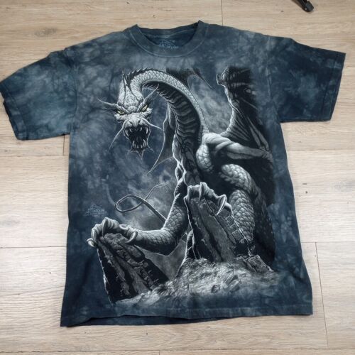 The Mountain Age Of Dragons T Shirt Mens Medium Gray Tye Dye Short Sleeve Used - Afbeelding 1 van 5