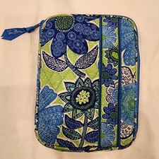 Vera Bradley Zippered Tablet Case Sleeve Quilted Cotton 8" X 6" Blue Flowers