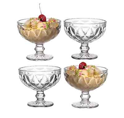 300ML (12X10CM) 4 STÜCK GLAS EISCREME DESERT SWEET Kocktrail Eisbecher SERVIERBECHER