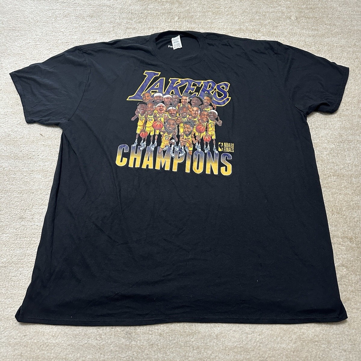 2020 Fanatics Sz 4XL LA Lakers Caricature NBA Championship T-Shirt