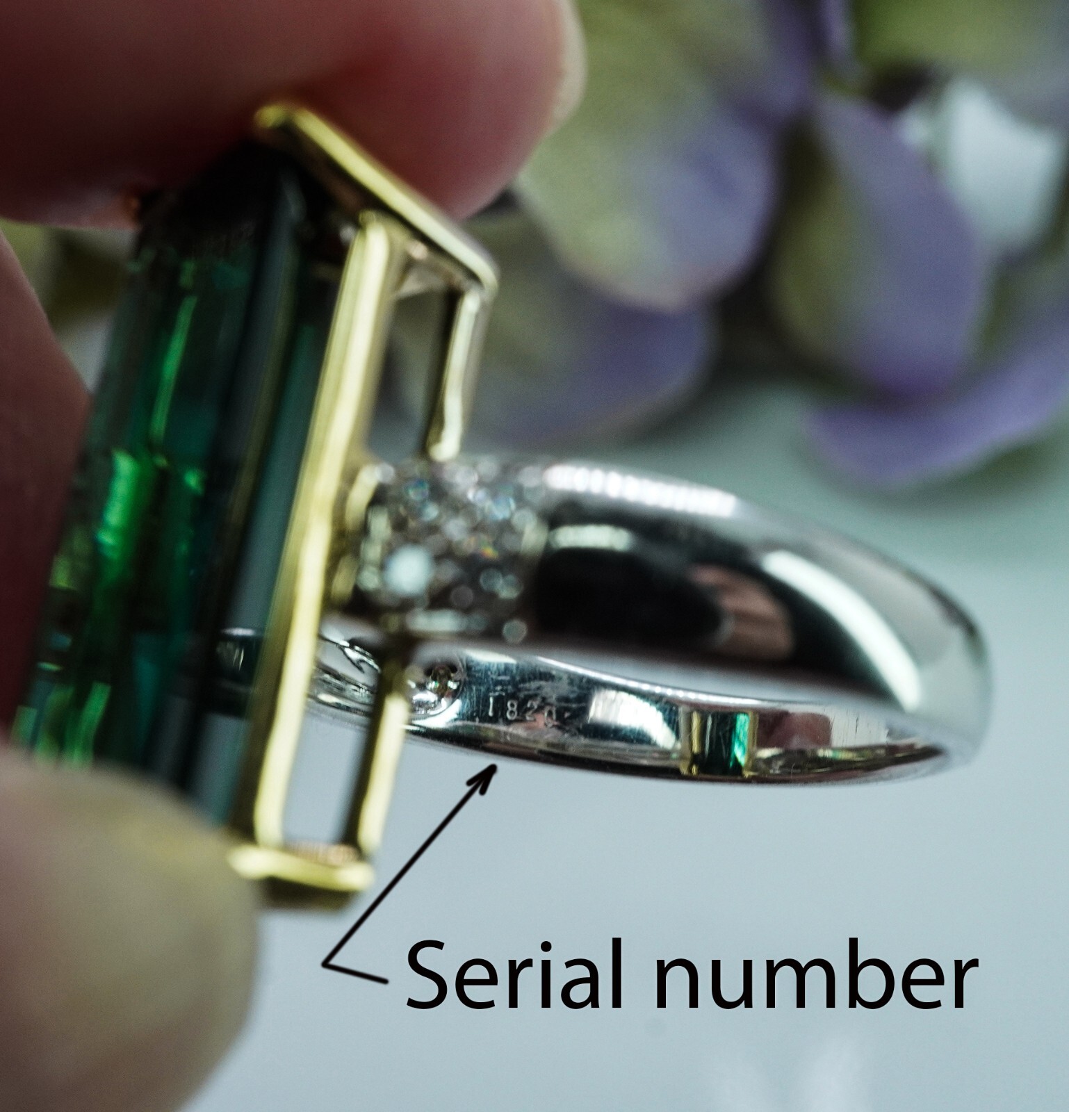 Vintage Kurt Wayne 7ct Green Tourmaline Diamond R… - image 4