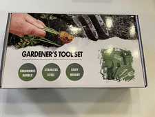 Garden Tool Set W Storage Tote Gloves & Tools New 9 Piece