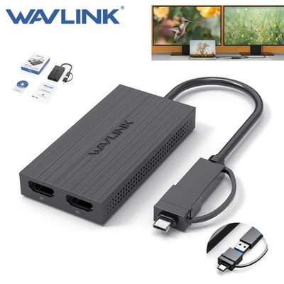 WAVLINK USB A/C to HDMI Hub Dual Monitors Adapter Thunderbolt 3/4 Compatible