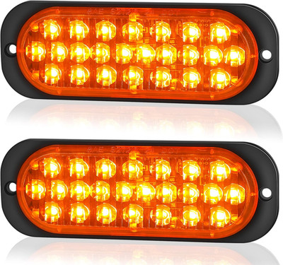 24 LED Amber Trailer Lights Oval Slim Turn Signal Brake Tail Marker Truck RV 2pk