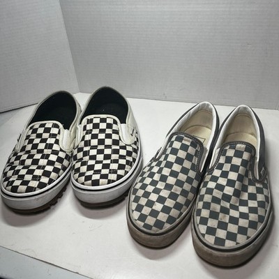 Lot 2 Pairs Vans Shoes Men's 9 Checkered Snow Lodge Slippers & Classic Slip Ons