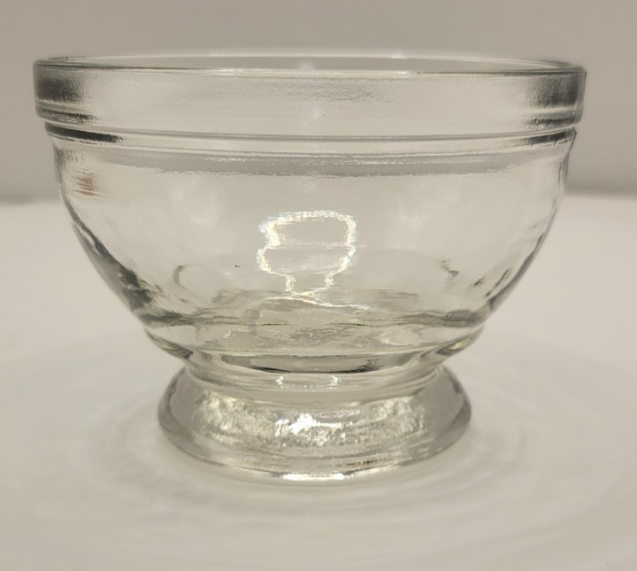 Vintage Heavy Clear Glass Dessert Bowl Footed Unmarked