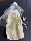 Vintage Barbie Winter Wedding Dress #1880 ❄️ with Veil, Shoes, Bouquet from 1969