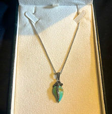 W Hamond Sterling Silver Natural Turquoise & Marcasite Pear Drop Necklace Boxed